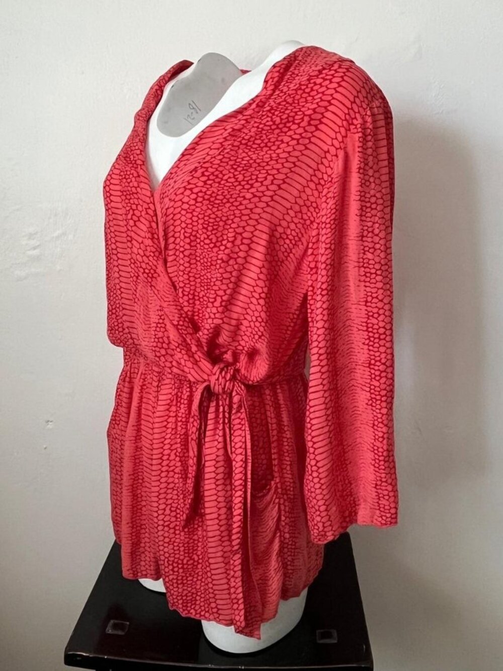 Red Snakeskin Print Long Sleeve